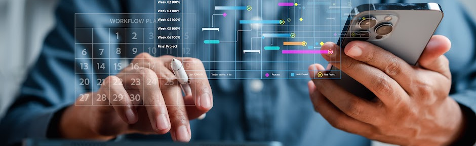 Visualization of a project manager working on a project plan