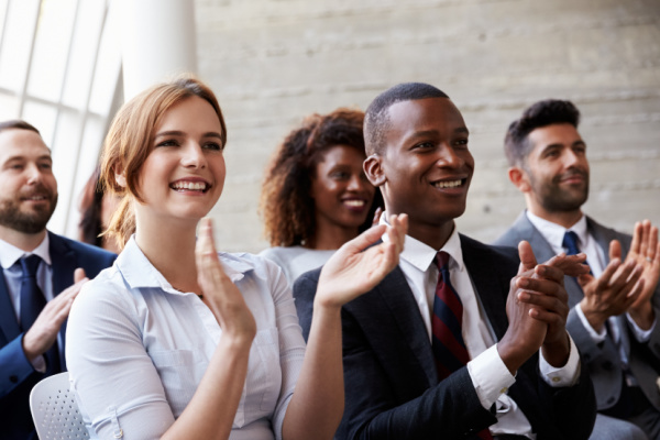 Employees attending a custom project management training workshop