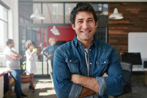 Smiling project manager in an office