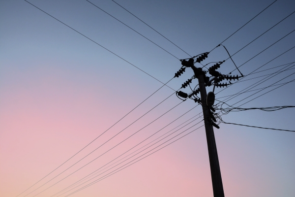 Electric pole with wires