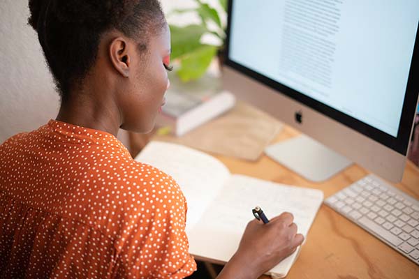 Woman working on a grant proposal