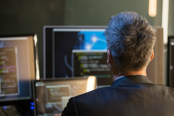 IT manager working in his office