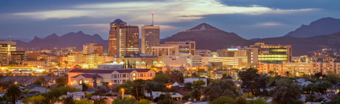 Tucson Arizona skyline and "A" mountain