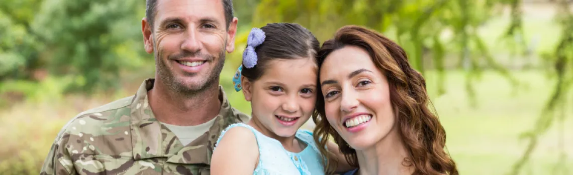 Smiling military family
