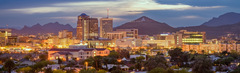 Tucson Arizona skyline and "A" mountain