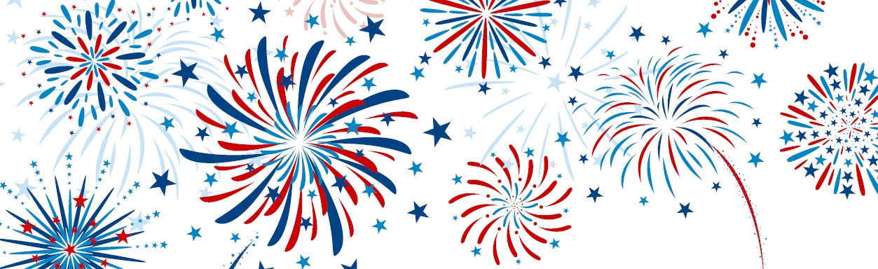 Drawing of red, white, and blue 4th of July fireworkds