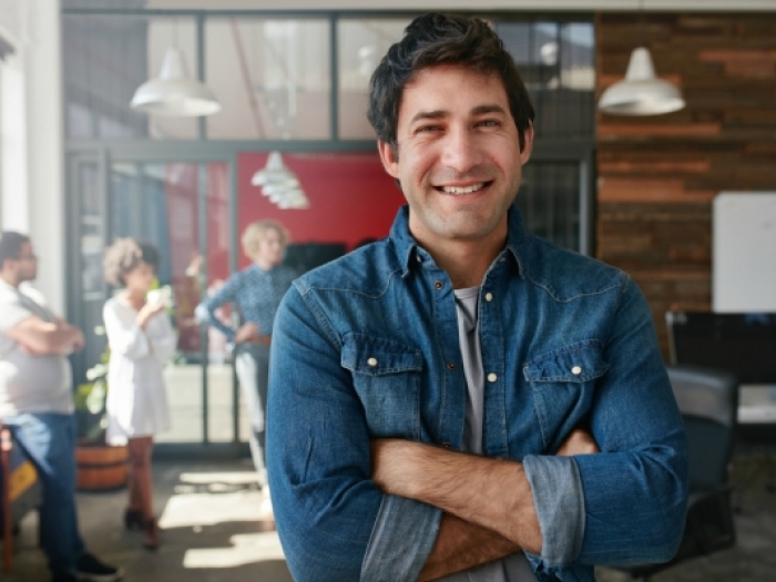 Smiling project manager in an office