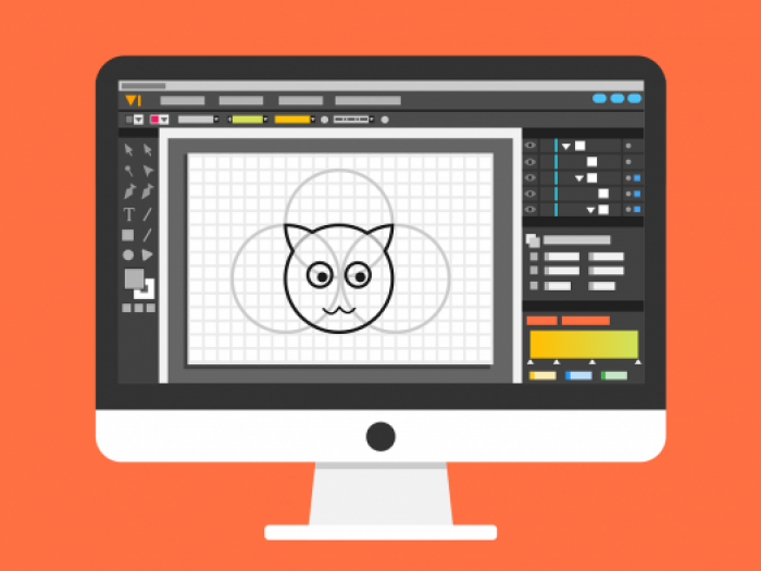 Adobe Illustrator class Computer screen showing design software
