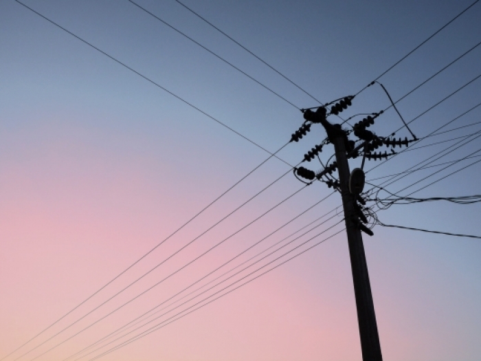 Electric pole with wires