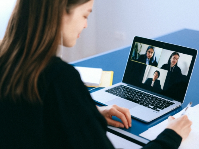 Teacher and students in an online class
