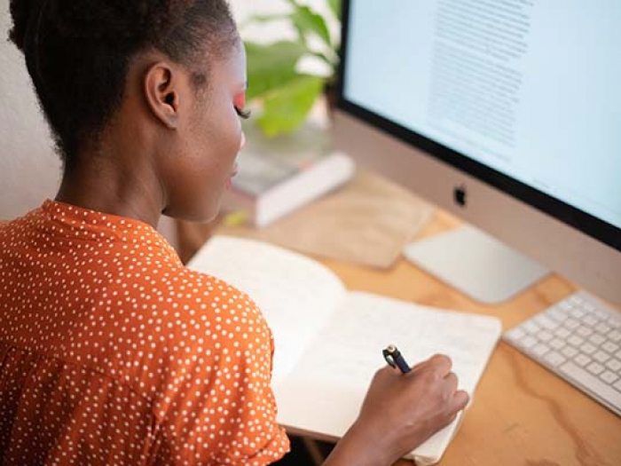 Woman working on a grant proposal