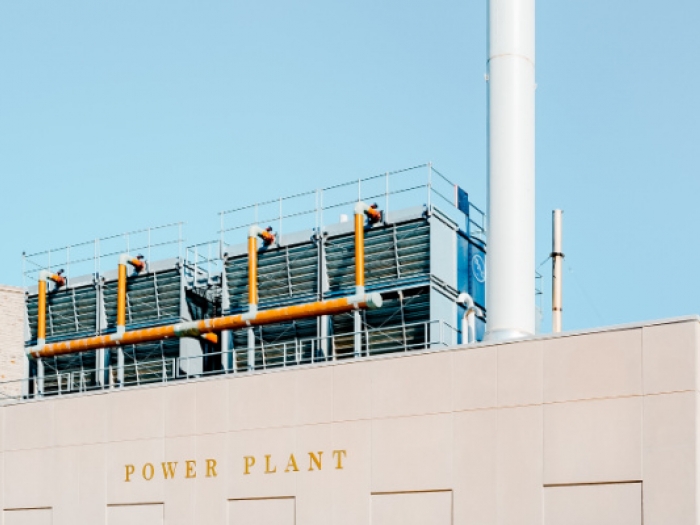Front view of a power plant
