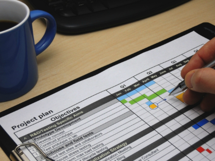 Project Management Professional (PMP) Exam Prep class Person writing a project plan